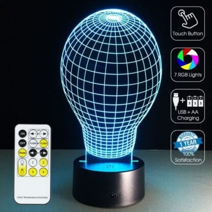 3D Led Optical Illusion Lamp - Bulb