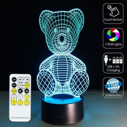 3D Led Optical Illusion Lamp - Teddy