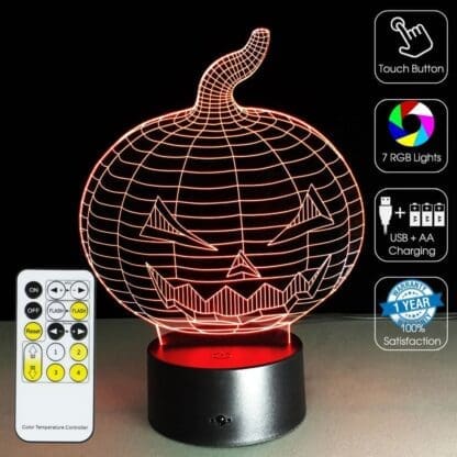 Halloween 3D Optical Illusion Lamp - Pumpkin