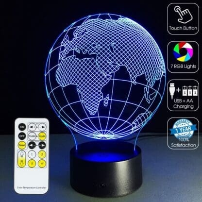 3D Led Optical Illusion Lamp - Globe Africa