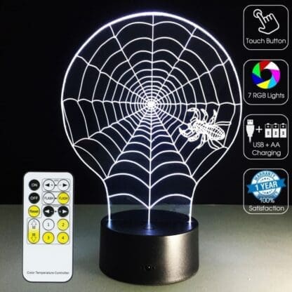 Halloween 3D Optical Illusion Lamp - Spider web