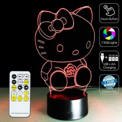 3D Led Optical Illusion Lamp - Hello Kitty