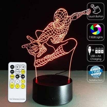 3D Led Optical Illusion Lamp - Spider Man
