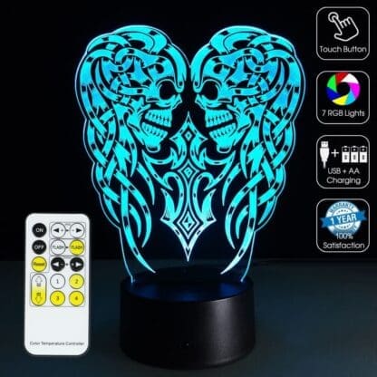 Halloween 3D Optical Illusion Lamp - Skull