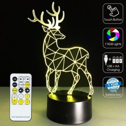 3D Led Optical Illusion Lamp - Deer 2