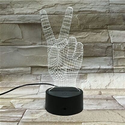 3D Led Optical Illusion Lamp - Hand Victory - Image 7