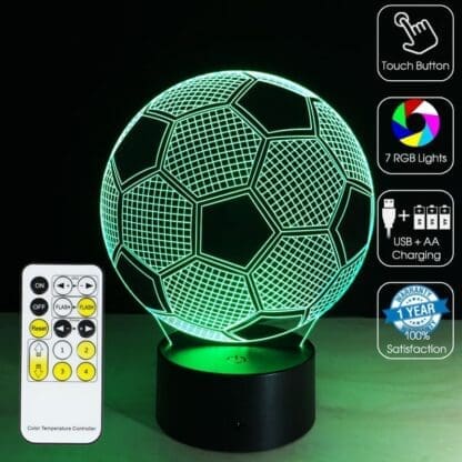3D Led Optical Illusion Lamp - Soccer Ball