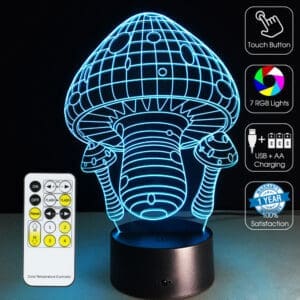 3D Led Optical Illusion Lamp - Mushrooms