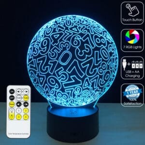 3D Led Optical Illusion Lamp - Number Sphere