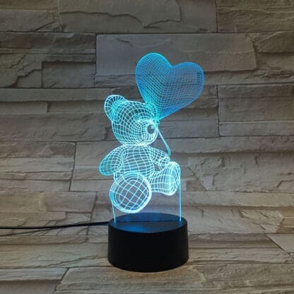 3D Led Optical Illusion Lamp - Bear - Image 2