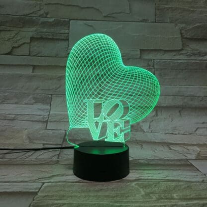 3D Led Optical Illusion Lamp - Heart Shapes - Image 2