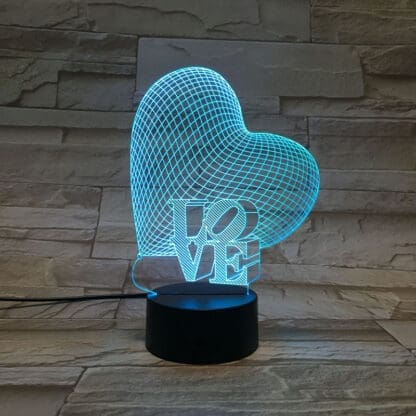 3D Led Optical Illusion Lamp - Heart Shapes - Image 5
