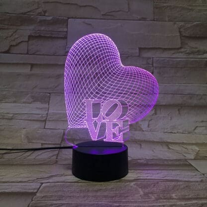 3D Led Optical Illusion Lamp - Heart Shapes - Image 4