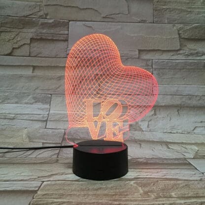 3D Led Optical Illusion Lamp - Heart Shapes